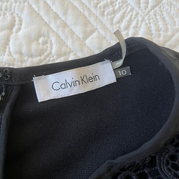 Calvin Klein Lace Overlay Sheath Dress Sleeveless Black 10 - Picture 6 of 6